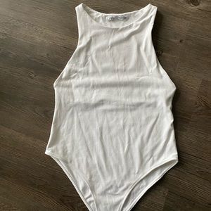 ZARA iconic white halter neck bodysuit with snap-button closure